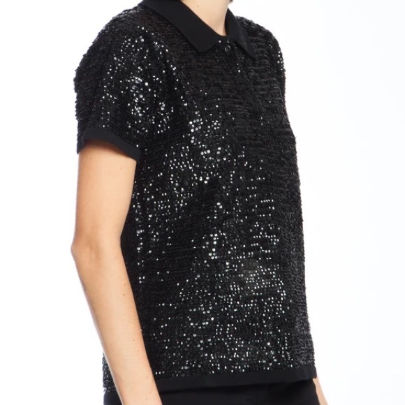 RALPH LAUREN 90s vintage polo sweater w/ black sequins and wool knit base M - Picture 5 of 16